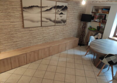 Banquette et bibliothèque d&rsquo;angle sur mesure